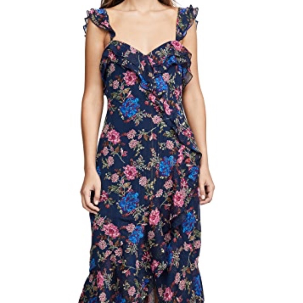WAYF Issy Ruffle Strap Midi Dress SIZE S - Picture 3 of 15